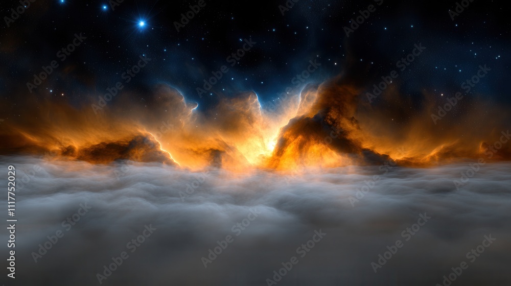Fototapeta premium a breathtaking view of a colorful nebula with bright stars and deep space in the background