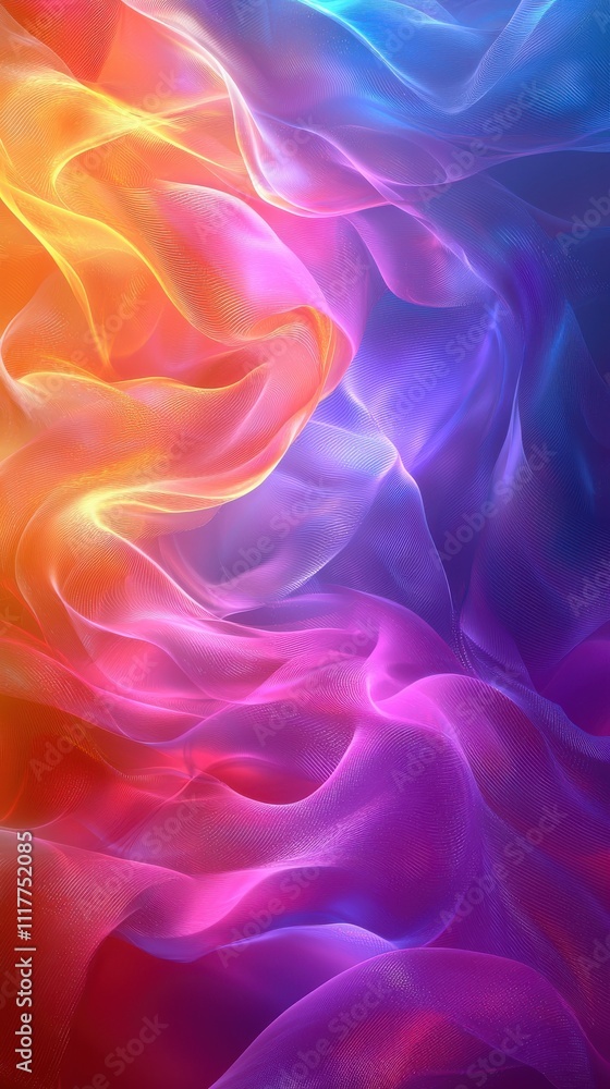 Obraz premium Colorful abstract swirl creating a vibrant visual effect with flowing hues blending harmoniously in a digital artwork