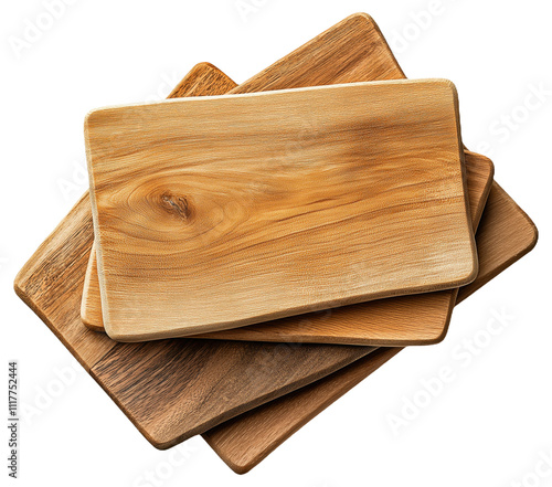 Stack of wooden cutting boards with different textures and colors