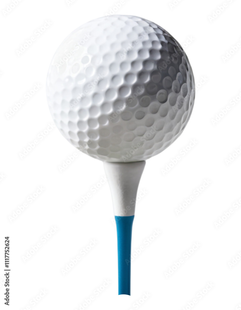 Close-Up of Golf Ball on Tee in a White Background, Perfect Shot Setup, PNG Transparent. Close-Up of Golf Ball on Tee in a White Background, Perfect Shot Setup, PNG Transparent.