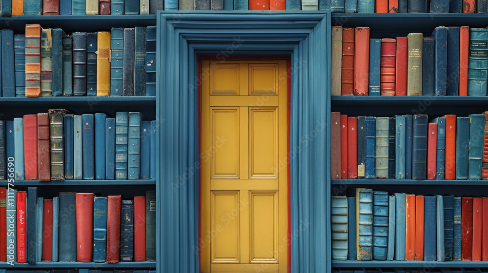 A door surrounded by a wall of books, symbolizing the gateway to knowledge and learning. A door surrounded by a wall of books, symbolizing the gateway to knowledge and learning.