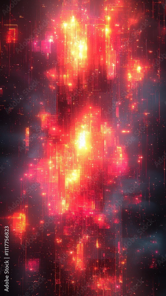 Abstract cosmic explosion with vivid colors and bright lights in a digital space environment Abstract cosmic explosion with vivid colors and bright lights in a digital space environment