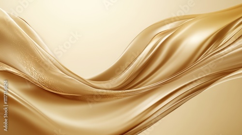 Abstract Golden Fluid Wave, Elegant Swirl Background.