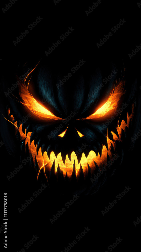 Jack-o'-Lantern with Fangs and Sharp Teeth Jack-o'-Lantern with Fangs and Sharp Teeth