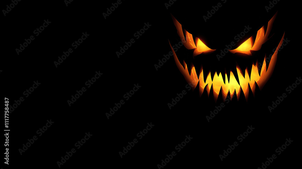 Scary Halloween jack-o'-lantern in darkness Scary Halloween jack-o'-lantern in darkness