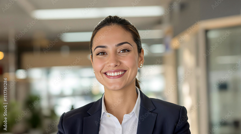 professional woman smiling modern office setting business attire corporate lifestyle confidence empowered professional career modern aesthetics professional woman smiling modern office setting business attire corporate lifestyle confidence empowered professional career modern aesthetics