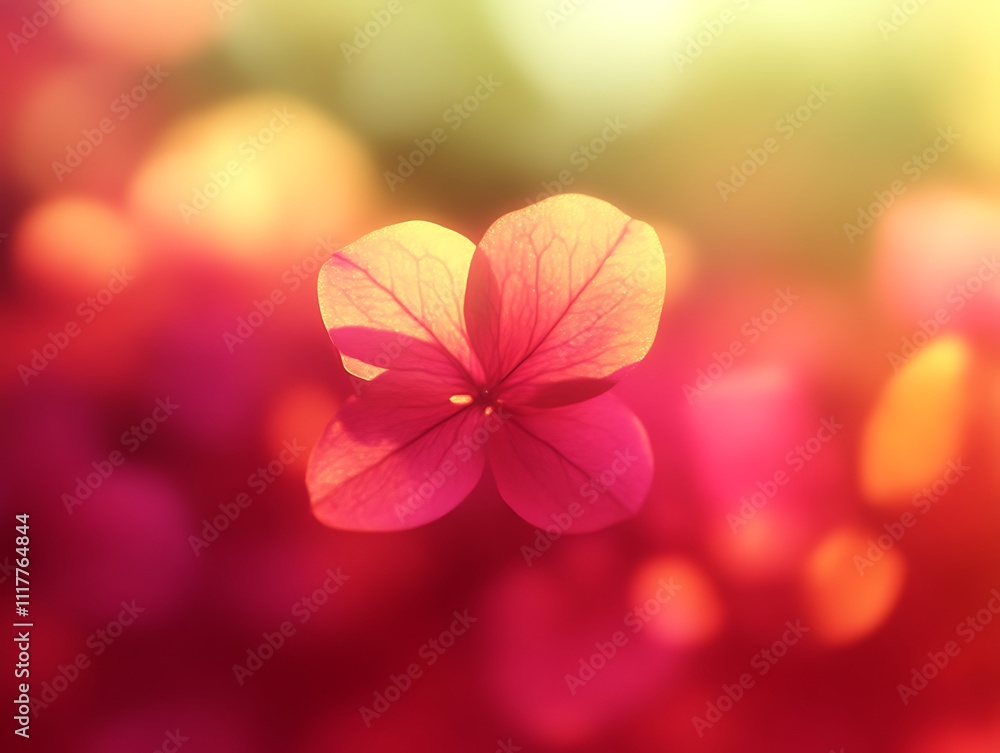 Single Pink Flower Illuminated by Soft Sunlight Single Pink Flower Illuminated by Soft Sunlight