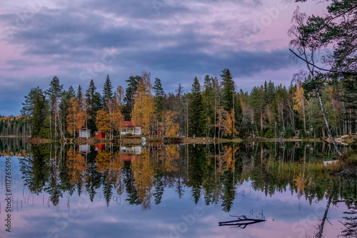 Autumn view at a lake photo