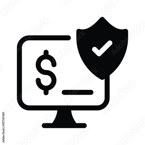 A shield icon symbolizing protection, cybersecurity, and safe transactions