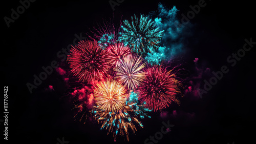 Colorful fireworks lighting up the night sky