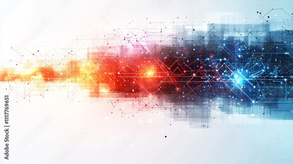 Naklejka premium Abstract Digital Background with Colorful Light Effects and Geometric Shapes for Technology and Design Themes