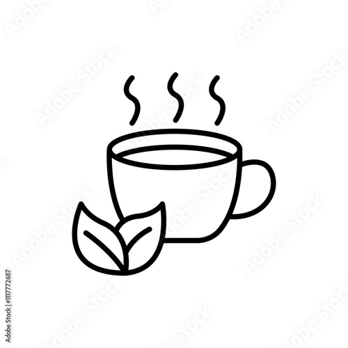 Afternoon tea outline icons, minimalist vector illustration ,simple transparent graphic element .Isolated on white background