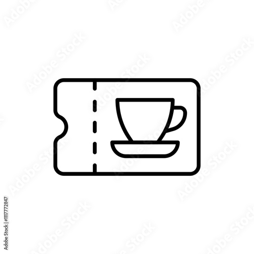 Afternoon tea voucher outline icons, minimalist vector illustration ,simple transparent graphic element .Isolated on white background