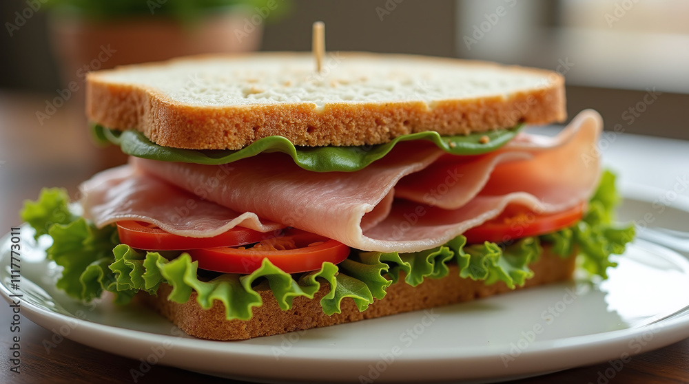 Sandwich with Ham and Vegetables Sandwich with Ham and Vegetables