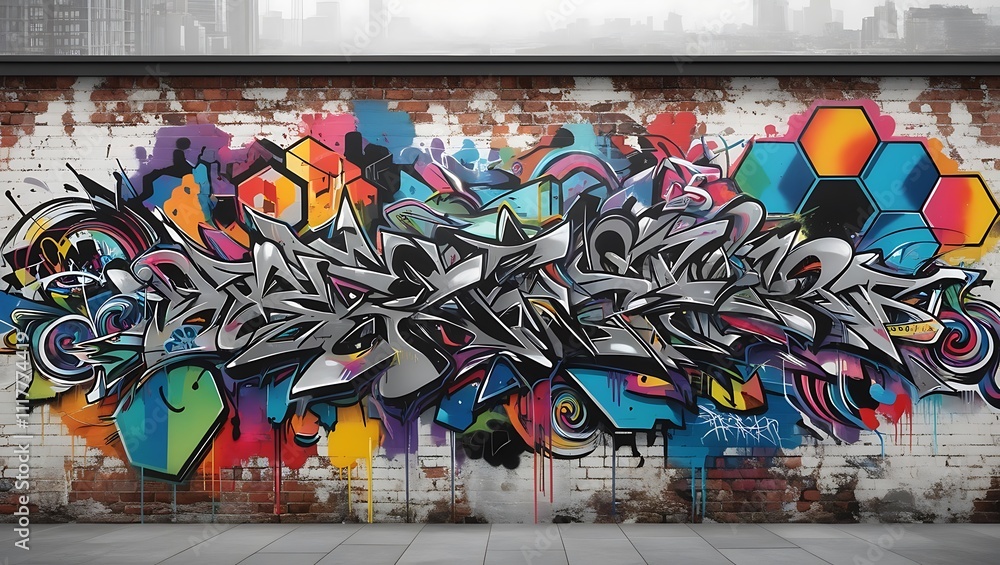 Fototapeta premium graffiti Wall Background, Street Graffiti Wallpaper, Graffiti Pattern, Street Graffiti, Graffiti Paint on Street Wall,