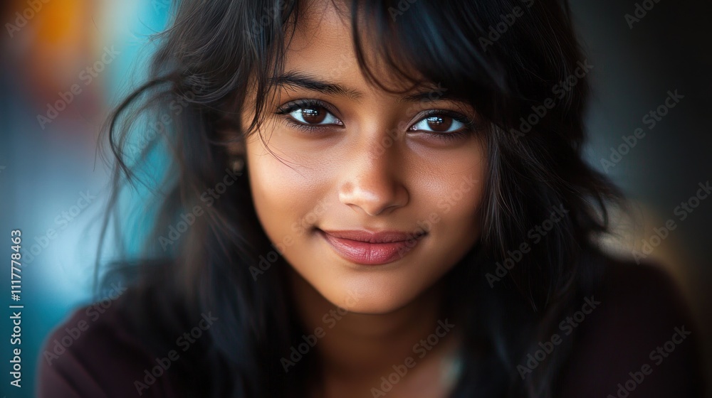 Portrait of a Young Woman with Dark Hair and Brown Eyes Portrait of a Young Woman with Dark Hair and Brown Eyes