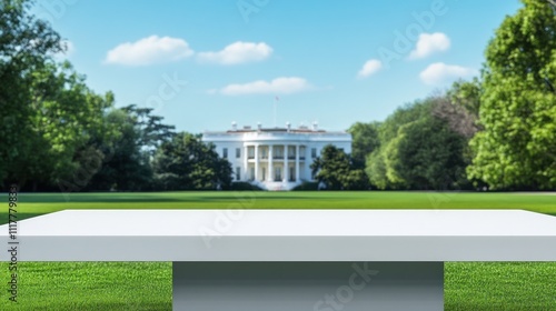 White House view with a table in the foreground 
