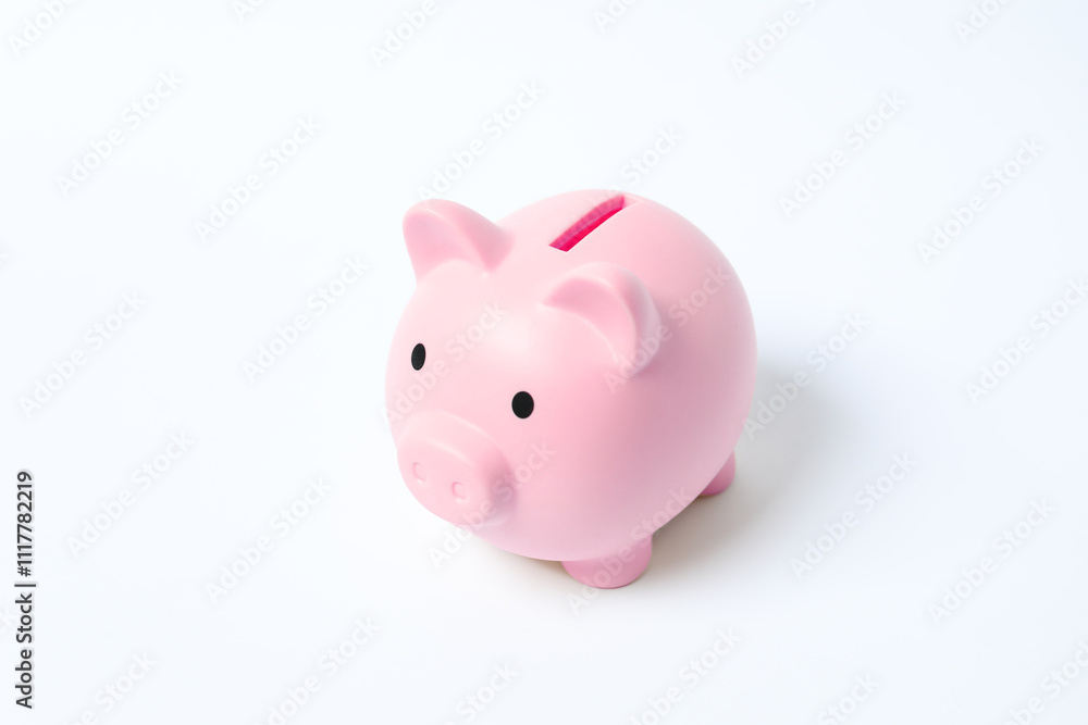 Piggy coin bank on white background for money savings, financial security or personal funds concept. Piggy coin bank on white background for money savings, financial security or personal funds concept.
