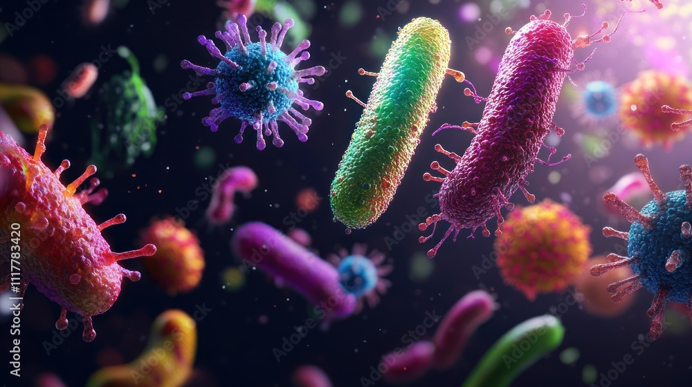 Fototapeta premium Microscopic World of Bacteria and Viruses