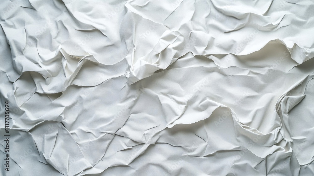 Abstract White Crinkled Fabric Texture Background. Abstract White Crinkled Fabric Texture Background.