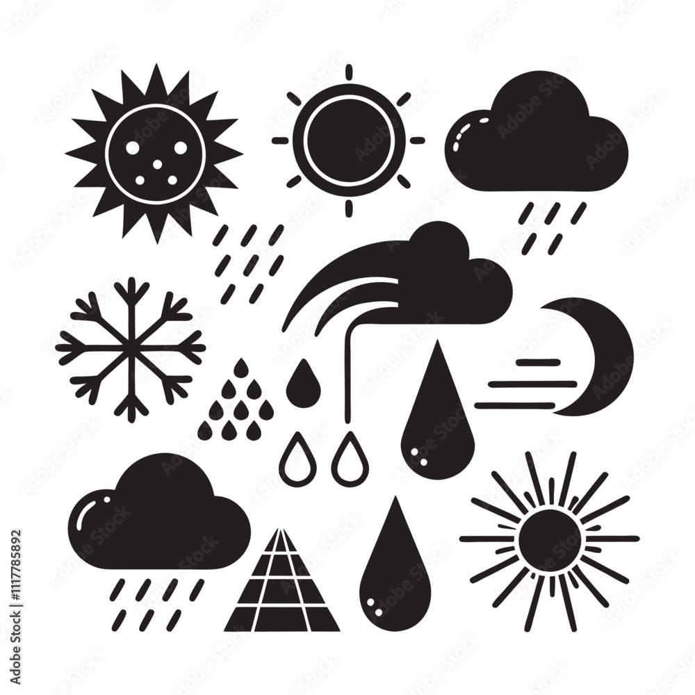 Modern weather icons set vector illustration Modern weather icons set vector illustration