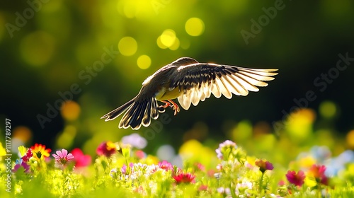 Here is the image a sparrow showing freedom   photo