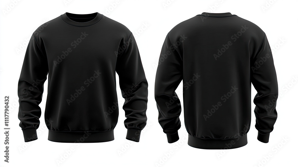 black front and back view sweatshirt sweater long sleeve on white background mockup black front and back view sweatshirt sweater long sleeve on white background mockup