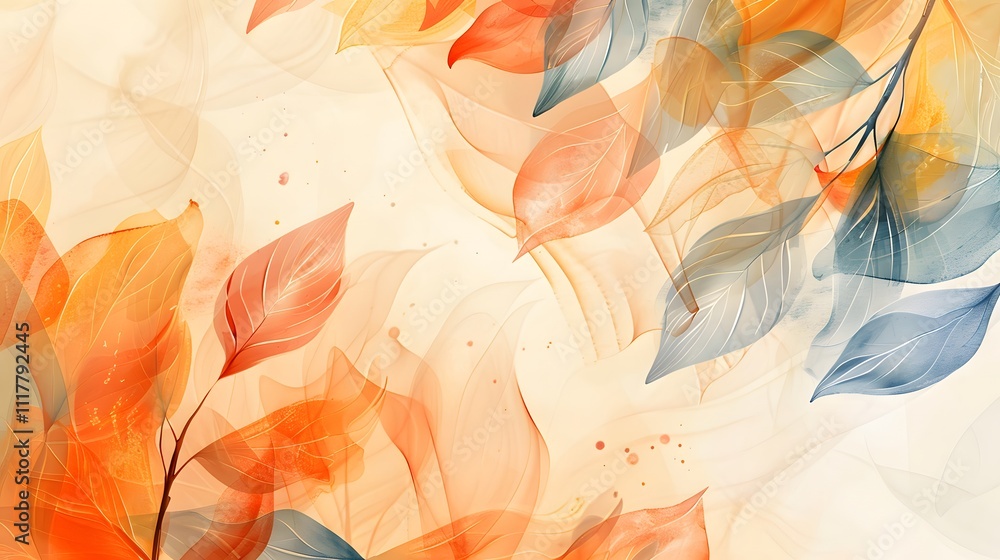 A vibrant abstract design featuring colorful leaves in warm tones. A vibrant abstract design featuring colorful leaves in warm tones.