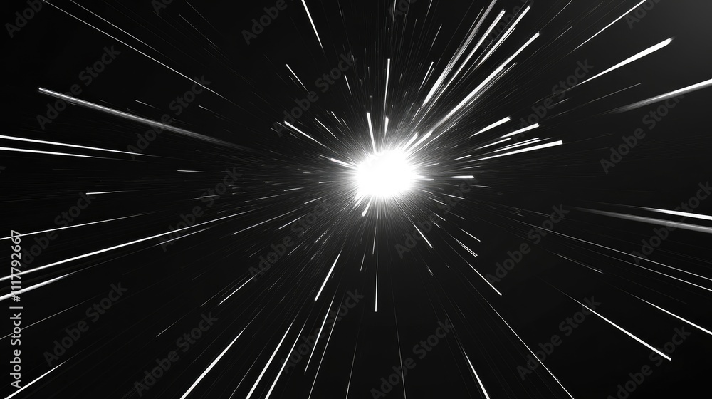 Fototapeta premium Abstract Light Burst Explosion with Radiating Streaks in Darkness