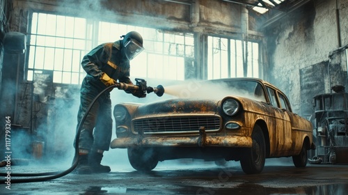 Sandblasting a Classic Car photo