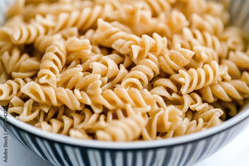 A bowl of pasta sits atop a table, perfect for a casual meal or snack A bowl of pasta sits atop a table, perfect for a casual meal or snack