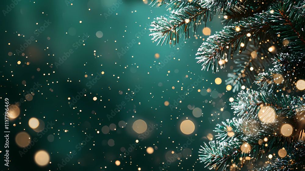 Deep emerald background and golden light shine. Christmas concept Deep emerald background and golden light shine. Christmas concept