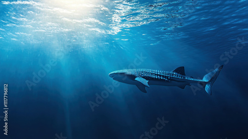 Wallpaper Mural A Majestic Whale Shark Gliding Through the Blue Abyss Torontodigital.ca