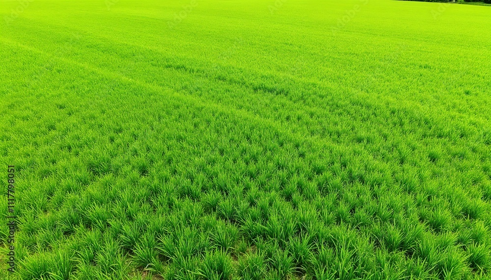 Wide view of a lush green grassy field under natural sunlight with faint shadows Wide view of a lush green grassy field under natural sunlight with faint shadows