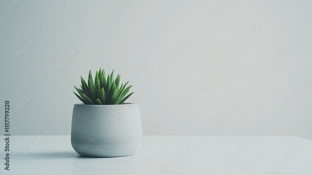 Minimalist Indoor Plant in Simple Pot on Modern Table Surface Minimalist Indoor Plant in Simple Pot on Modern Table Surface