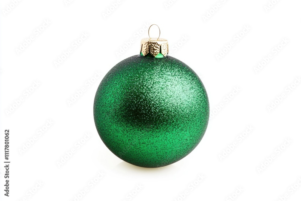 A single green Christmas ornament sits on a plain white background, perfect for holiday decorations or gift wrap A single green Christmas ornament sits on a plain white background, perfect for holiday decorations or gift wrap