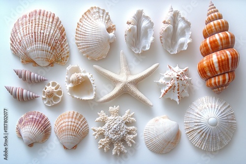 A collection of colorful sea shells arranged in a circle photo