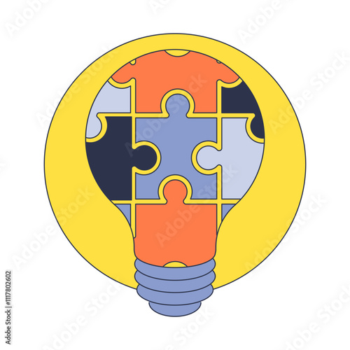 A lightbulb made of interlocking puzzle pieces symbolizes creativity and problem-solving.