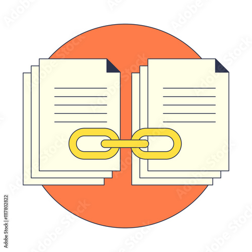 Linked documents symbolize interconnected information.