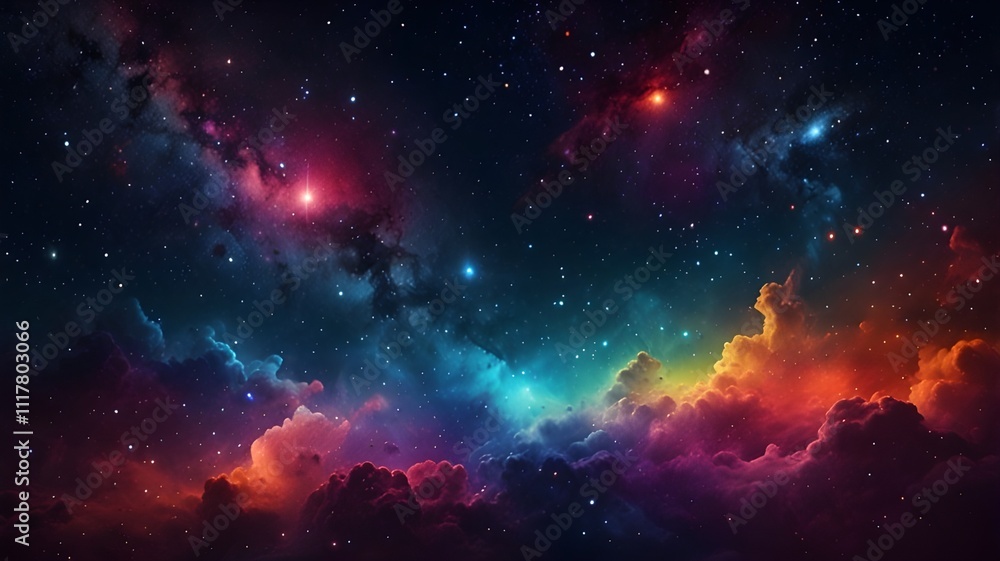 Fototapeta premium Set of Galaxy Clipart Painted in Watercolor.