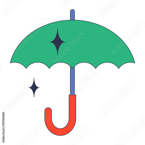 Illustration of a colorful umbrella with sparkles, symbolizing protection and style.