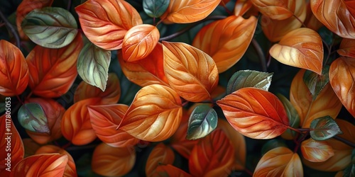 Wallpaper Mural A bouquet of vibrant orange flowers with lush green leaves Torontodigital.ca