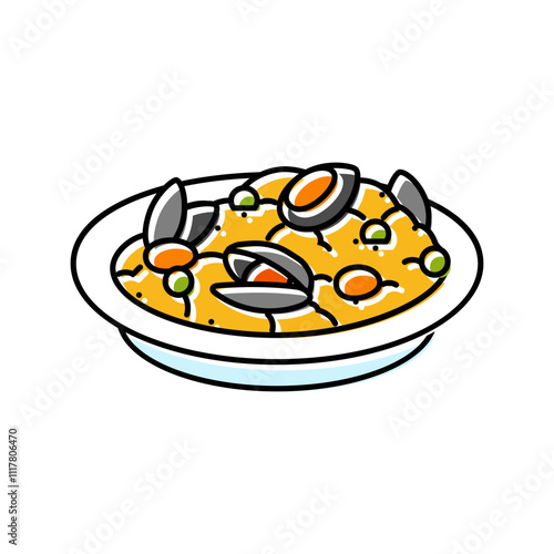 seafood paella sea cuisine color icon vector. seafood paella sea cuisine sign. isolated symbol illustration