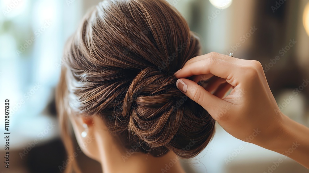 Obraz premium A woman getting her hair styled in a salon.