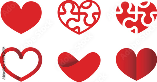 色々なハートのデザインのセット