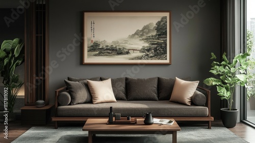 Modern Minimalist Living Room with a Japanese Influence