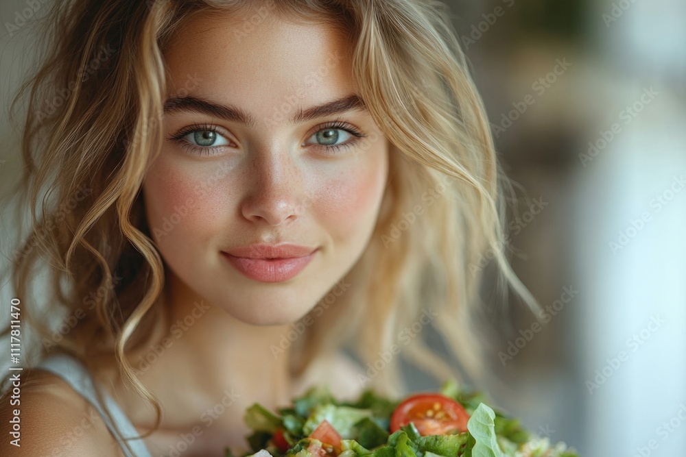 A young woman holds a plate of delicious-looking food, perfect for use in editorial or commercial contexts A young woman holds a plate of delicious-looking food, perfect for use in editorial or commercial contexts