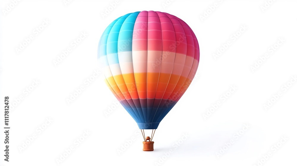 Vibrant Hot Air Balloon Floating in Colorful Scenic Sky Vibrant Hot Air Balloon Floating in Colorful Scenic Sky