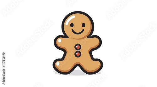 A cheerful gingerbread man cookie illustration with a simple design and warm colors, isolated on a white background.