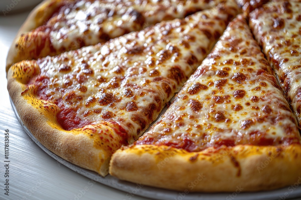 A close-up shot of a freshly baked pizza on a pan, perfect for food photography or advertising A close-up shot of a freshly baked pizza on a pan, perfect for food photography or advertising